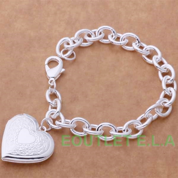 HEART LOCKET SILVER BRACELET-21cm